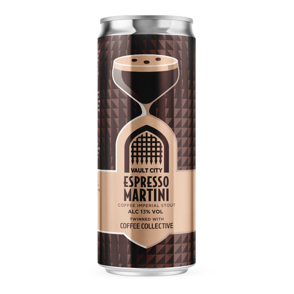Can of Vault City Espresso Martini on a white background