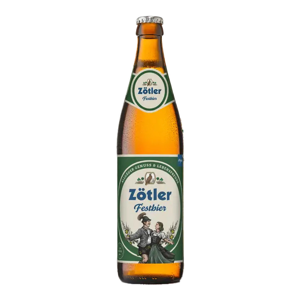 Zotler Festbier beer bottle on a white background
