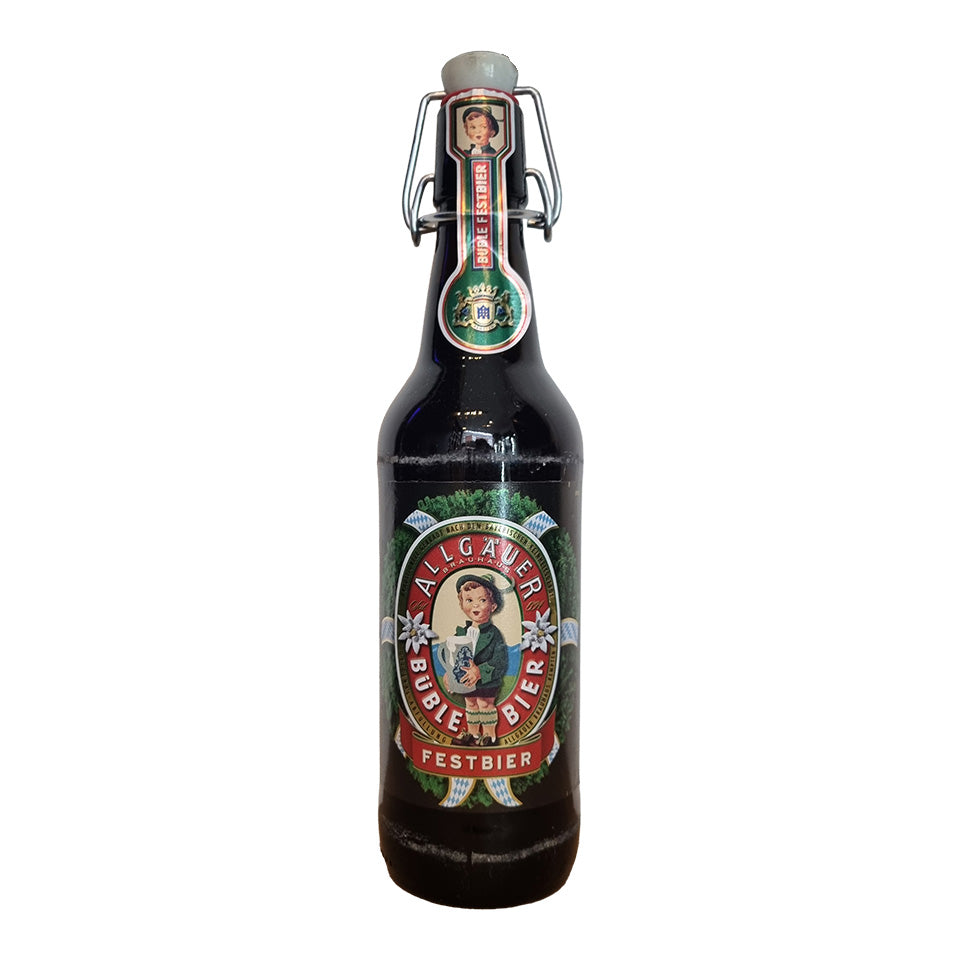 Bottle of Allgauer, Festbier, German Lager on a white background