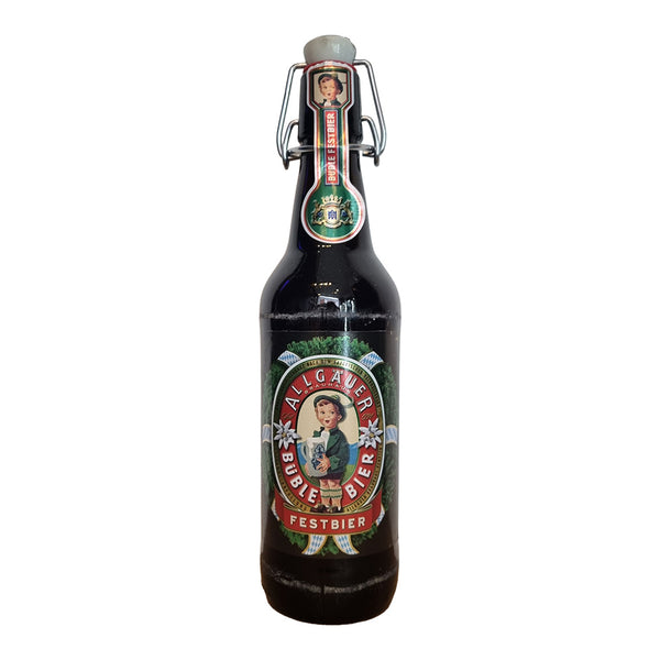 Bottle of Allgauer, Festbier, German Lager on a white background