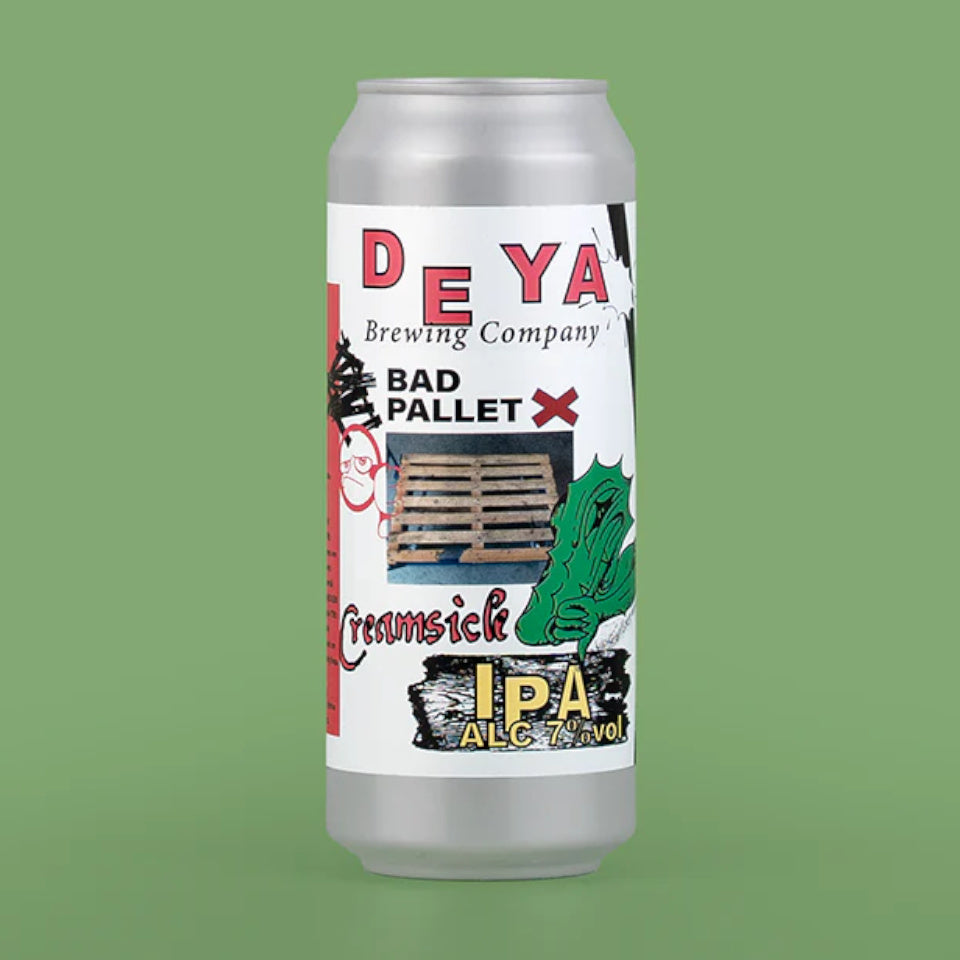 Beer can with 'DEYA Brewing Company' label on a green background