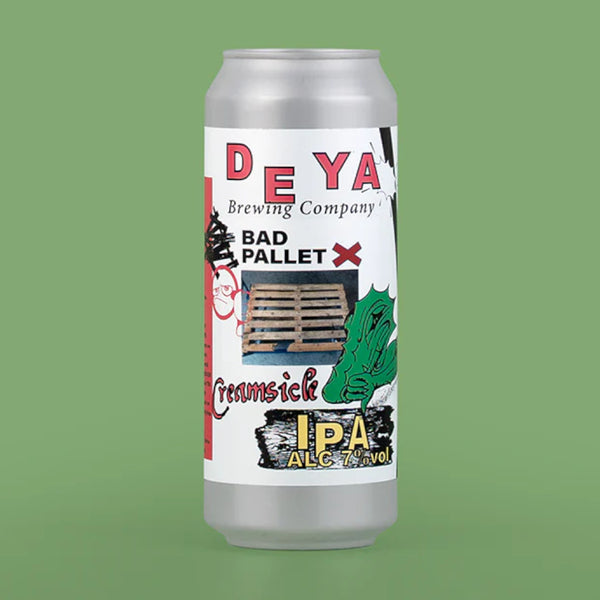 Beer can with 'DEYA Brewing Company' label on a green background