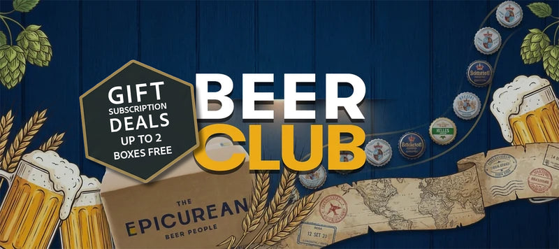 Beer Club Graphics and text on a blue background