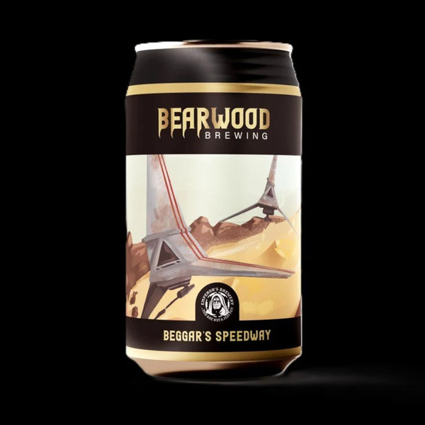 Bearwood Brewing 330ml can on a black background