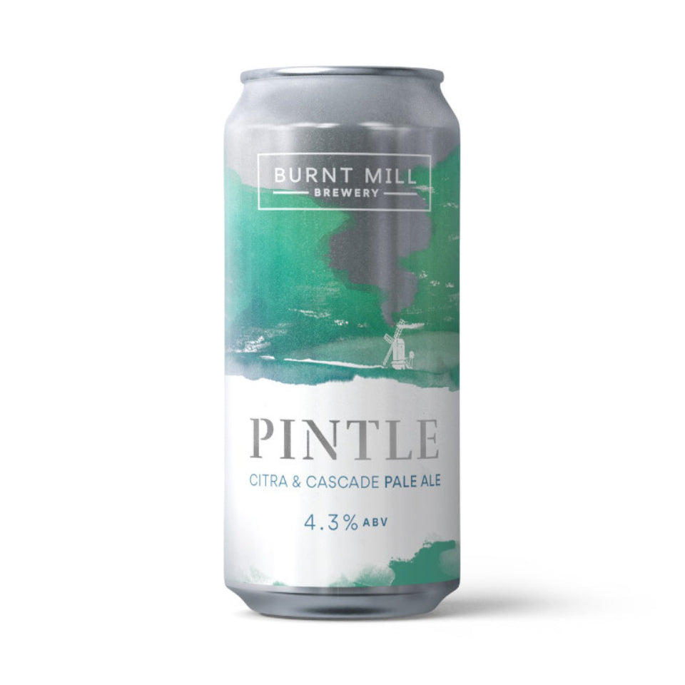 Can of Pintle beer from Burnt Mill Brewery on a white background