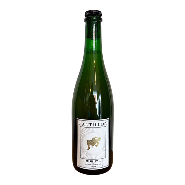 Bottle of Cantillon, Gueuze, Lambic, 5.0%, 750ml, on a white background