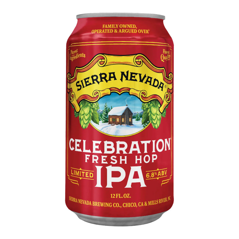 Red can of Sierra Nevada Celebration Fresh Hop IPA on a white background