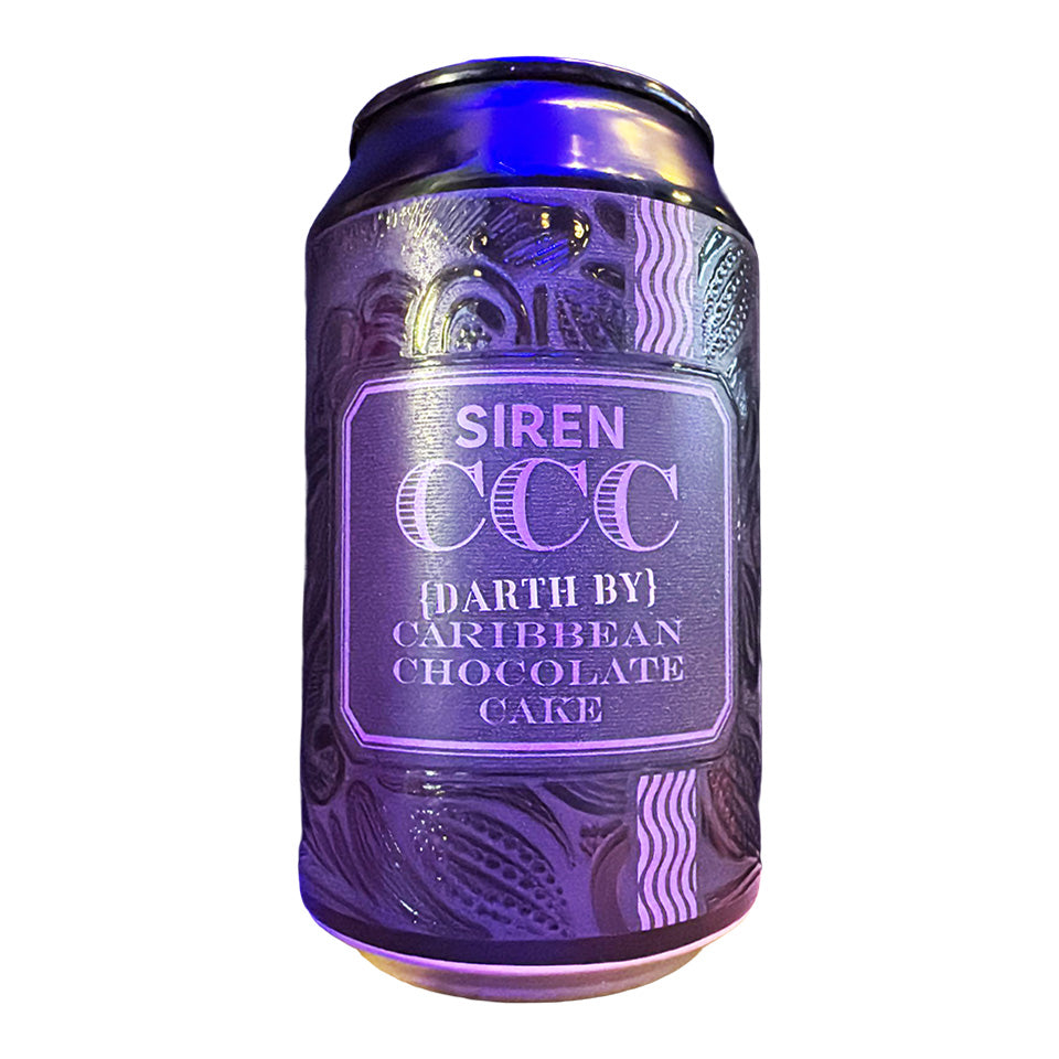 Purple can with 'Siren CCO' label on a white background