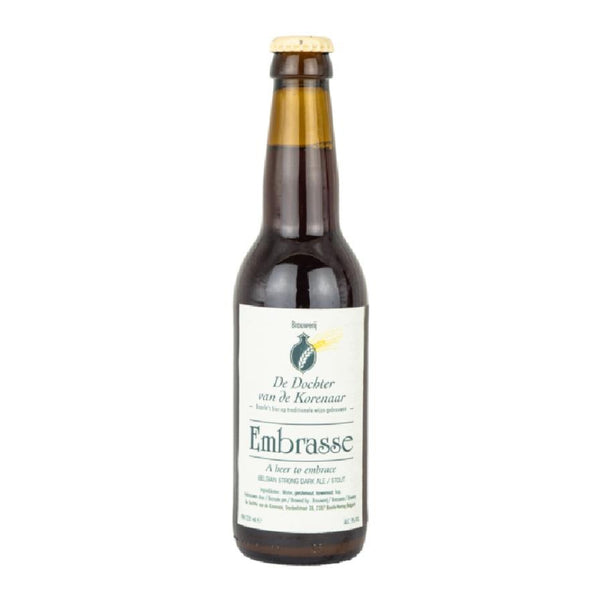 Bottle of Embrasse beer on a white background