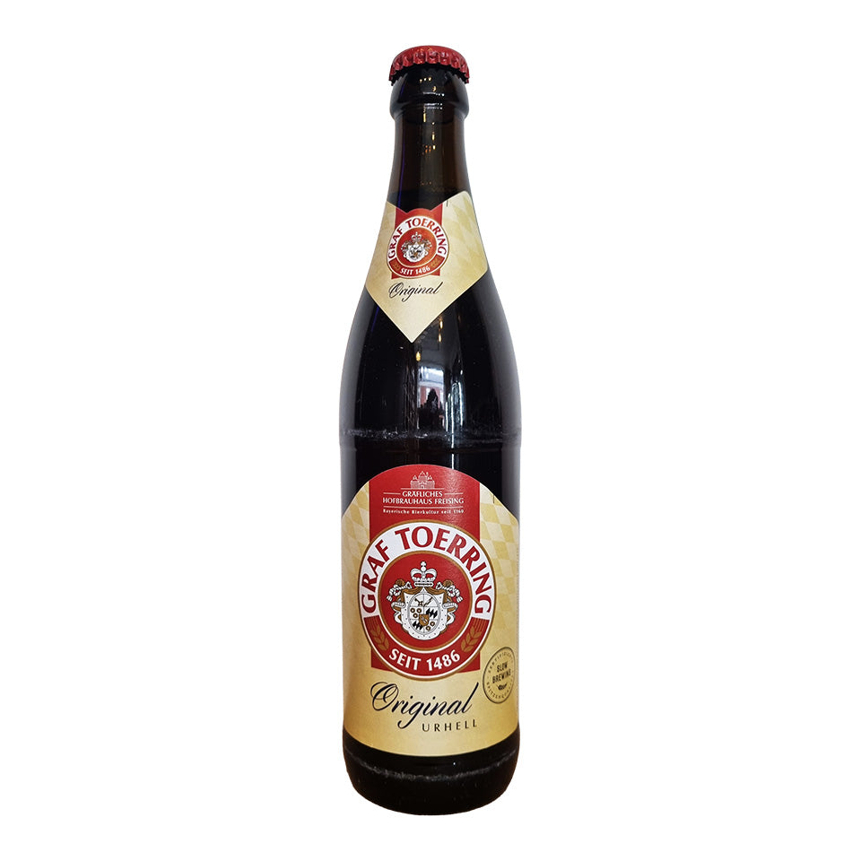 Bottle of Graf Toerring, Original Urhell, German Lager on a white background