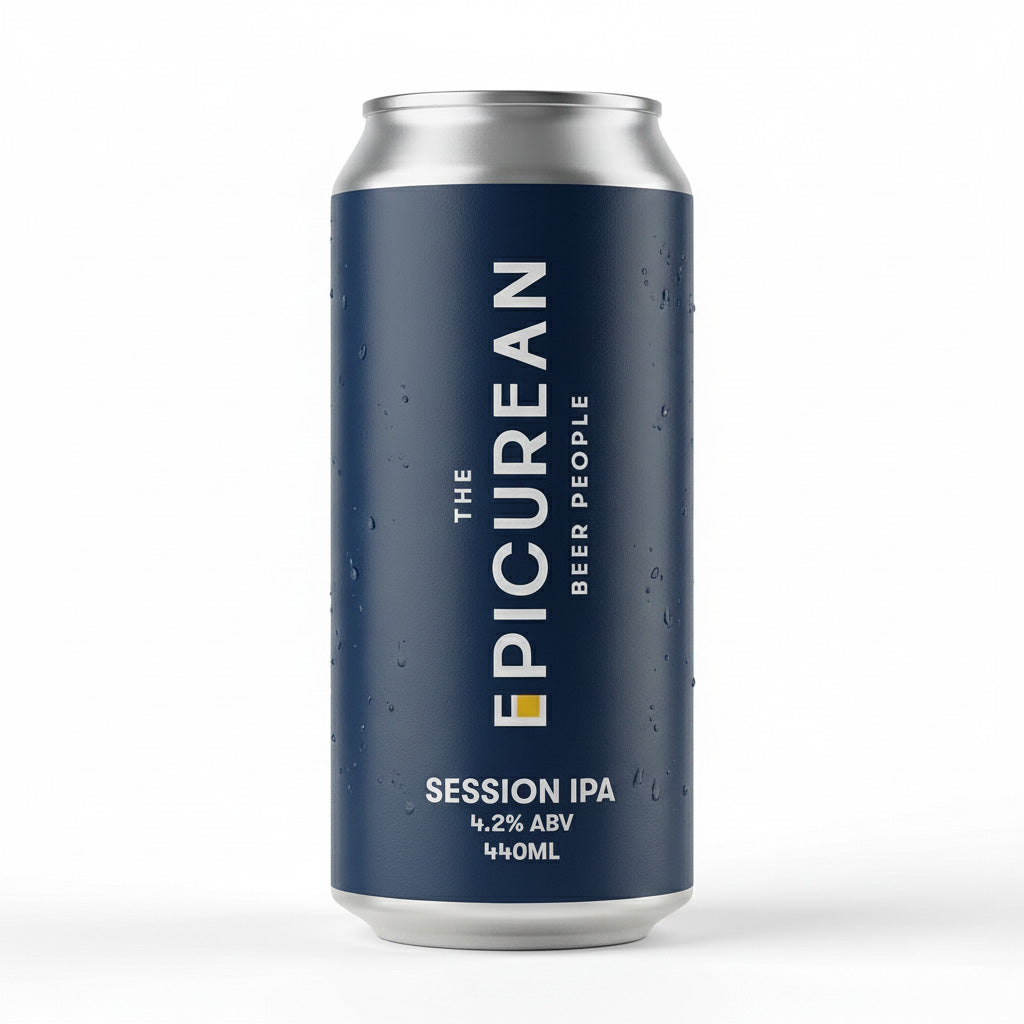 Epicurean Beer People Session IPA can on a white background