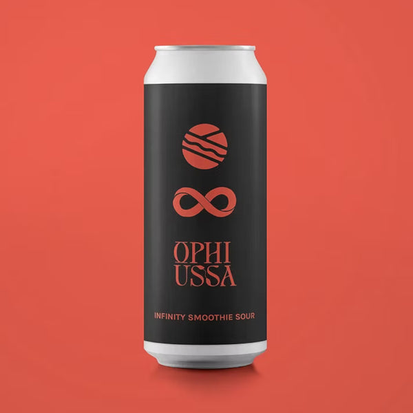 Can of Ophi Ussa Infinity Smoothie Sour on a red background