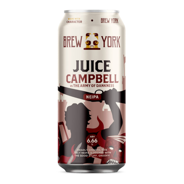 Can of Brew York, Juice Campbell vs The Army Of Darkness, New England IPA, 6.66%, 440ml on a white background