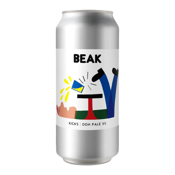 Silver can with colorful graphics and 'BEAK' branding on a white background