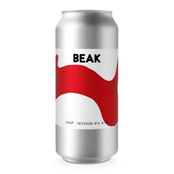 Silver can with red and white design featuring the brand 'BEAK' on a white background