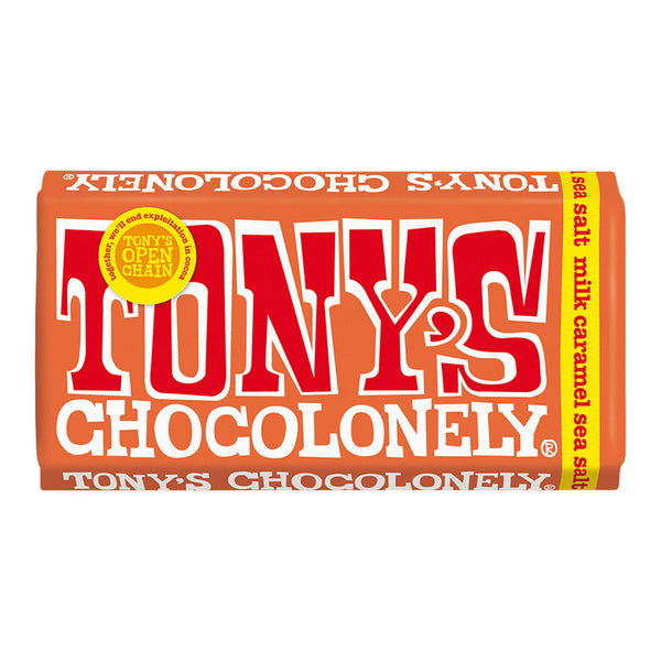 Tony's Chocolonely chocolate bar packaging on a white background