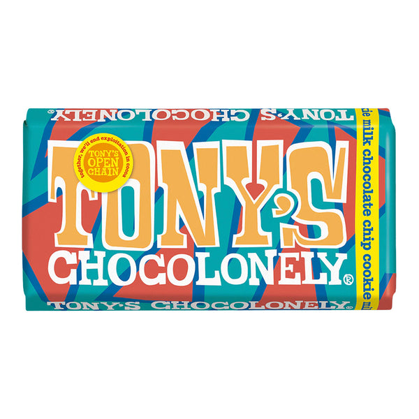 Tony's Chocolonely chocolate bar packaging with colorful design