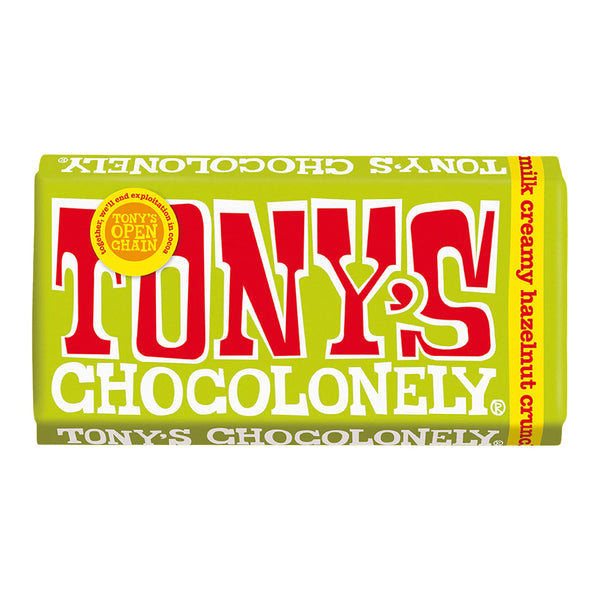 Tony's Chocolonely chocolate bar packaging on a white background