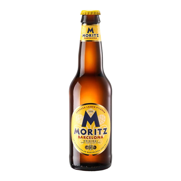 Moritz Barcelona beer bottle on a white background
