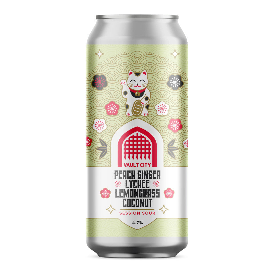 Vault City, Peach, Ginger, Lychee, Lemongrass & Coconut Sour, 4.7%, 440ml