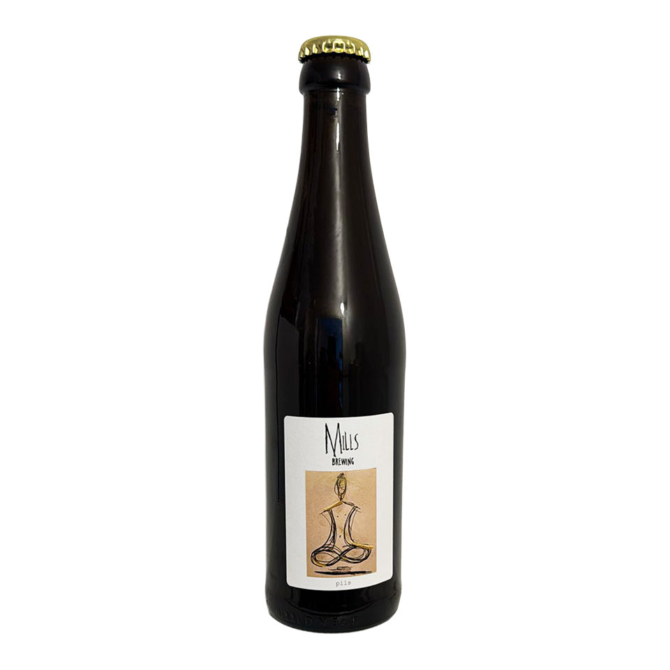 Black bottle with a label on a white background