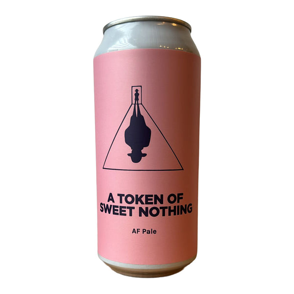 Pink can of 'A Token of Sweet Nothing' AF Pale beer with a black triangle logo on a white background.