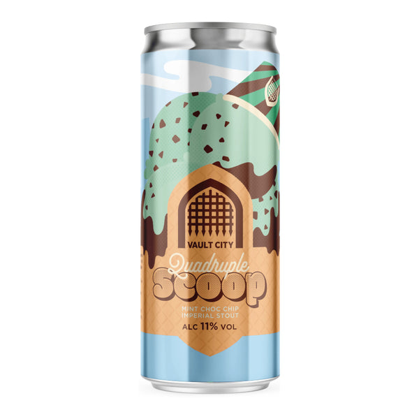 Can of Vault City Quadruple Scoop on a white background