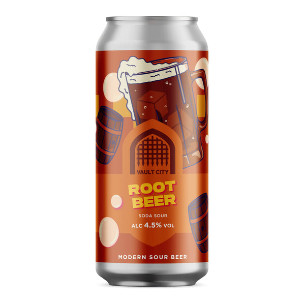 Can of Vault City Root Beer on a white background