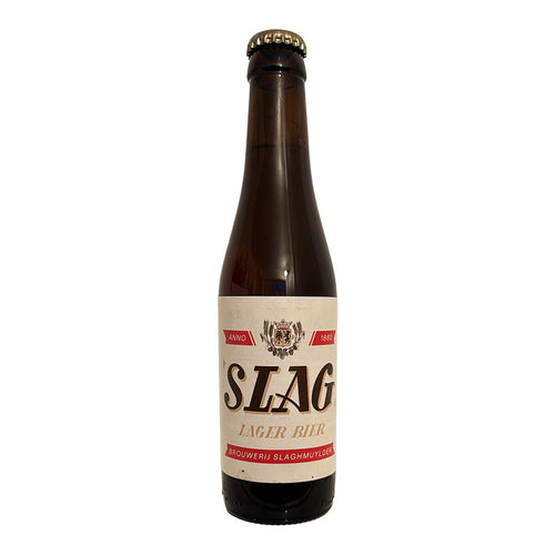 Bottle of Slag Lager Bier on a white background