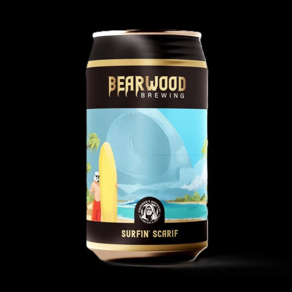 Bearwood Brewing 330ml can on a black background