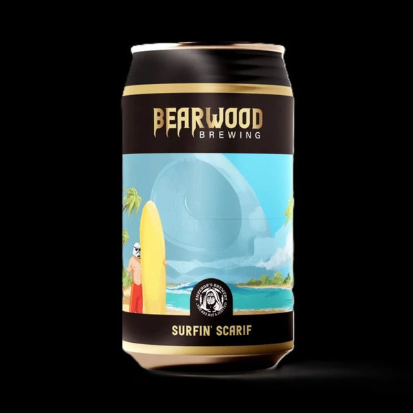 Bearwood Brewing 330ml can on a black background