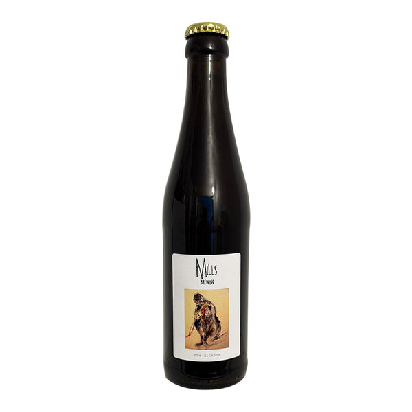 Black bottle with a label featuring an illustration of a bear on a white background