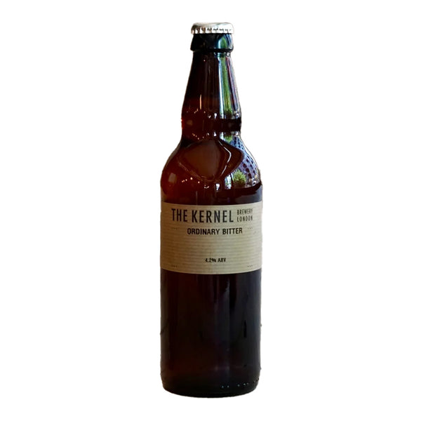 A bottle of The Kernel Ordinary Bitter 4.2% ABV on a solid white background.