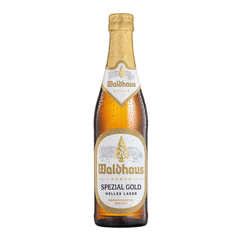 Waldhaus Spezial Gold 500ml award-winning Helles lager beer from German Beers and Lager Beers collection on white background