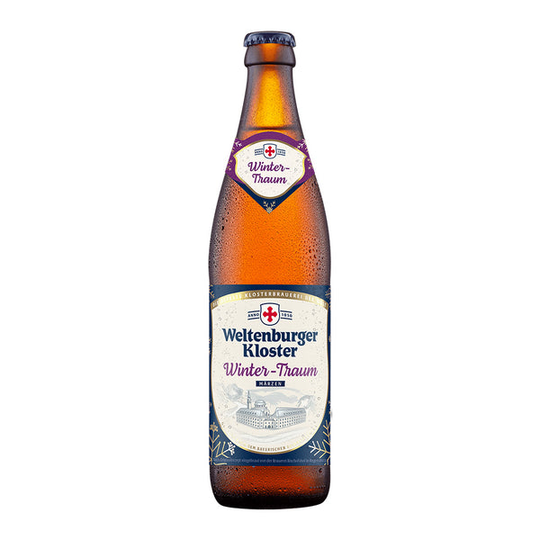 Weltenburger Kloster beer bottle with label on a white background