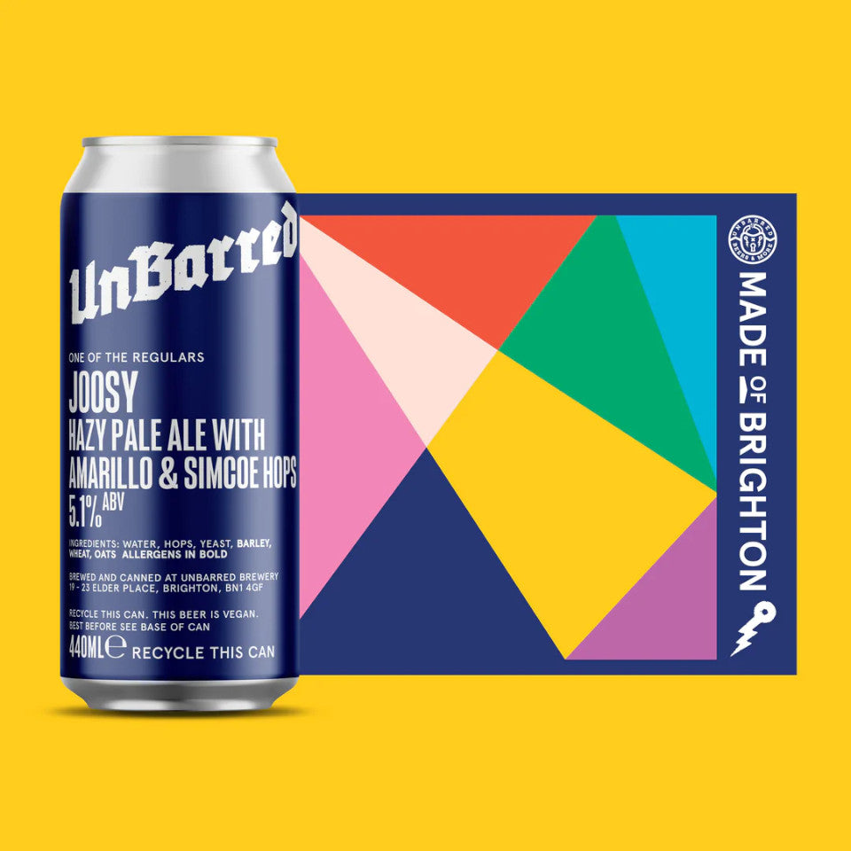 Unbarred, Joosy, Hazy Pale Ale With Amarillo & Simcoe, 5.1%, 440ml